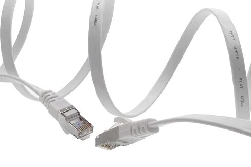 1aTTack.de 10m - White - 1 Piece CAT.7 Ethernet Gigabit LAN Cable (HIGH Speed Flat Networkcable) 600 MHz, 10000 Mbit/s, Slim, patchkabel (compatibel with CAT5 CAT5e CAT6 CAT6a Cat8) Ribbon in Kuwait