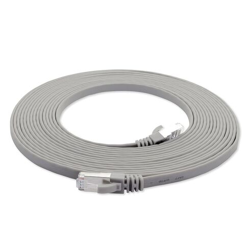 1aTTack.de 15m - Grey - 1 Piece CAT.7 Ethernet Gigabit LAN Cable (HIGH Speed Flat Networkcable) 600 MHz, 10000 Mbit/s, Slim, patchkabel (compatibel with CAT5 CAT5e CAT6 CAT6a Cat8) Ribbon in Kuwait
