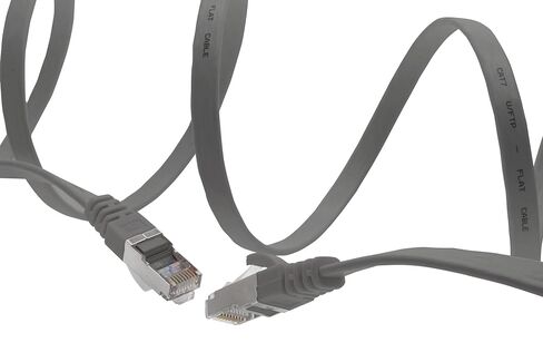 1aTTack.de 15m - Grey - 1 Piece CAT.7 Ethernet Gigabit LAN Cable (HIGH Speed Flat Networkcable) 600 MHz, 10000 Mbit/s, Slim, patchkabel (compatibel with CAT5 CAT5e CAT6 CAT6a Cat8) Ribbon in Kuwait