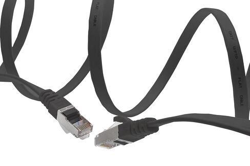 1aTTack.de 3m - Black - 5 Pieces CAT.7 Ethernet Gigabit LAN Cable (HIGH Speed Flat Networkcable) 600 MHz, 10000 Mbit/s, Slim, patchkabel (compatibel with CAT5 CAT5e CAT6 CAT6a Cat8) Ribbon in Kuwait