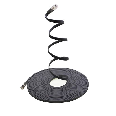 1aTTack.de 3m - Black - 5 Pieces CAT.7 Ethernet Gigabit LAN Cable (HIGH Speed Flat Networkcable) 600 MHz, 10000 Mbit/s, Slim, patchkabel (compatibel with CAT5 CAT5e CAT6 CAT6a Cat8) Ribbon in Kuwait