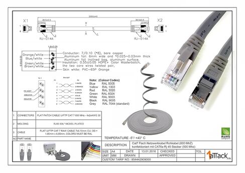 1aTTack.de 0,25m - White - 10 Pieces CAT.7 Ethernet Gigabit LAN Cable (HIGH Speed Flat Networkcable) 600 MHz, 10000 Mbit/s, Slim, patchkabel (compatibel with CAT5 CAT5e CAT6 CAT6a Cat8) Ribbon in Kuwait