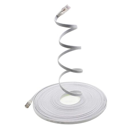 1aTTack.de 0,25m - White - 10 Pieces CAT.7 Ethernet Gigabit LAN Cable (HIGH Speed Flat Networkcable) 600 MHz, 10000 Mbit/s, Slim, patchkabel (compatibel with CAT5 CAT5e CAT6 CAT6a Cat8) Ribbon in Kuwait