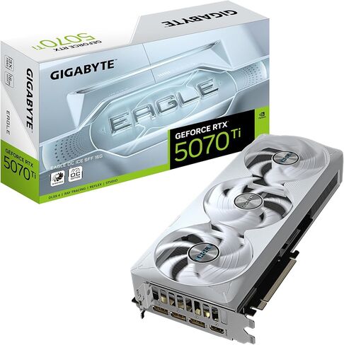 Gigabyte GeForce RTX 5070 Ti Eagle OC ICE SFF 16G Graphics Card - 16GB GDDR7, 256bit, PCI-E 5.0, 2542 MHz Core Clock, 3 x DP 2.1a, 1 x HDMI 2.1b, NVIDIA DLSS 4, GV-N507TEAGLEOC ICE-16GD in Kuwait