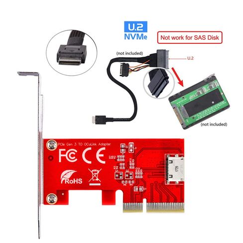 PCI-E 3.0 Express 4.0 x4 to Oculink Internal SFF-8612 SFF-8611 Host Adapter for PCIe SSD with Bracket in Kuwait