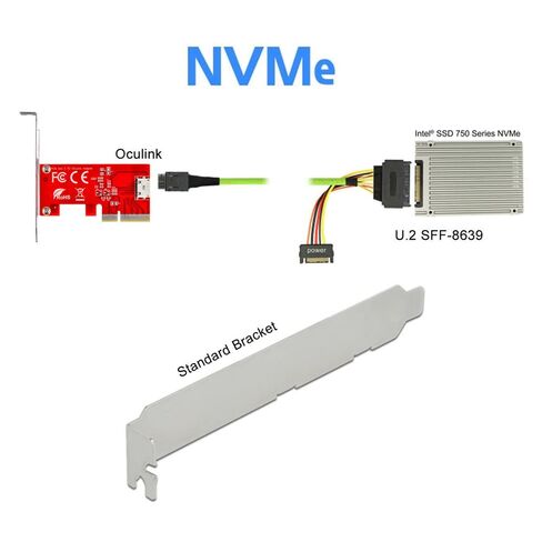 PCI-E 3.0 Express 4.0 x4 to Oculink Internal SFF-8612 SFF-8611 Host Adapter for PCIe SSD with Bracket in Kuwait