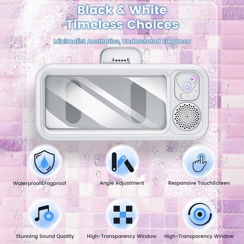 Waterproof Shower Phone Holder with 360° Rotation, Angle Adjustable,Wall Mounted Phone Holder for Bathroom Mirror Bathtub Kitchen, White in Saudi Arabia
