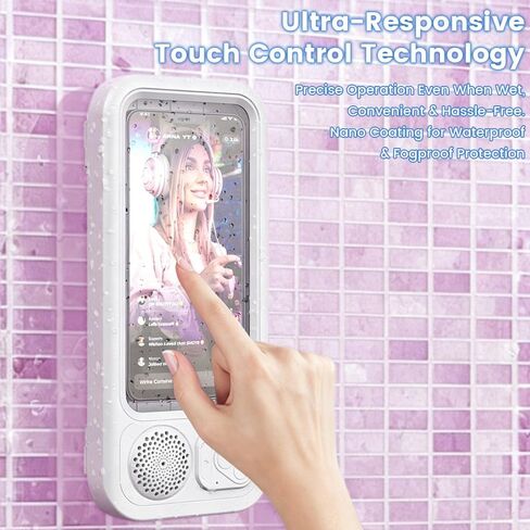 Waterproof Shower Phone Holder with 360° Rotation, Angle Adjustable,Wall Mounted Phone Holder for Bathroom Mirror Bathtub Kitchen, White in Saudi Arabia