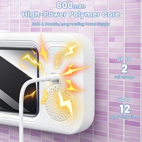 Waterproof Shower Phone Holder with 360° Rotation, Angle Adjustable,Wall Mounted Phone Holder for Bathroom Mirror Bathtub Kitchen, White in Saudi Arabia