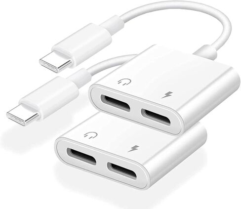 Dual USB C Headphone and Charger Adapter for iPhone 16,Dual USB C AUX + Charger Dongle Splitter Adapter Compatible with iPhone 16/16 Pro/16 Pro Max/15/15Pro/15Pro Max Support Call+Charging( 2Pack) in Saudi Arabia