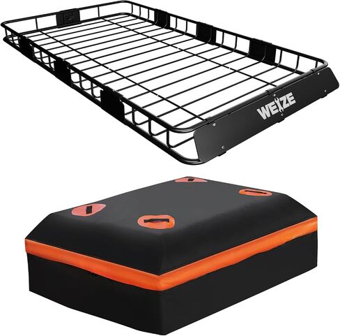WEIZE 53" x 19" Hitch Mount Cargo Carrier Basket 500LB Capacity with Hitch Stabilizer, Waterproof Bag, Net & Straps, Fits 2" Receiver for Car SUV, Steel Construction in Kuwait