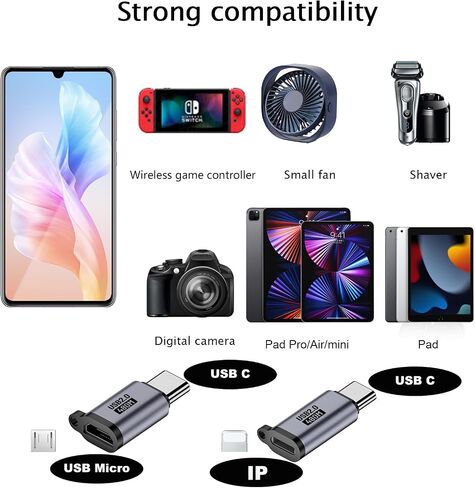 USB Adapter kit, Including USB3.0/USB C/Micro/MINI/IP/Type-C and 11 Other converters and SIM Tools, 1.5-Meter 100W high-Power Data Cable, Mountain Buckle Travel Bag. in Kuwait