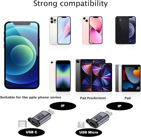 USB Adapter kit, Including USB3.0/USB C/Micro/MINI/IP/Type-C and 11 Other converters and SIM Tools, 1.5-Meter 100W high-Power Data Cable, Mountain Buckle Travel Bag. in Kuwait