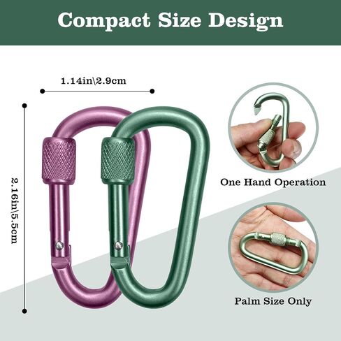 Craebuer Carabiner, 2 inch D-Ring Locking Carabiner Clip, Snap Hook Sport Accessories for Outdoor Camping Hiking in Kuwait