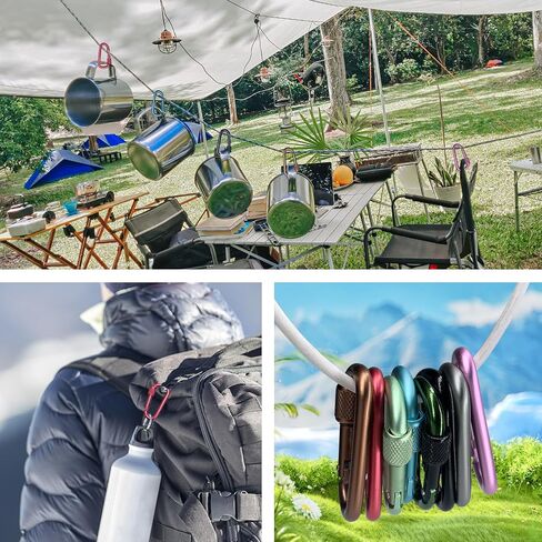 Craebuer Carabiner, 2 inch D-Ring Locking Carabiner Clip, Snap Hook Sport Accessories for Outdoor Camping Hiking in Kuwait