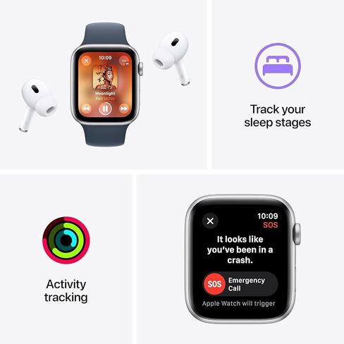 Apple Watch SE (2nd Gen) [GPS, 44mm] - Midnight Aluminum Case with Midnight Sport Loop, M/L (Renewed) in Saudi Arabia