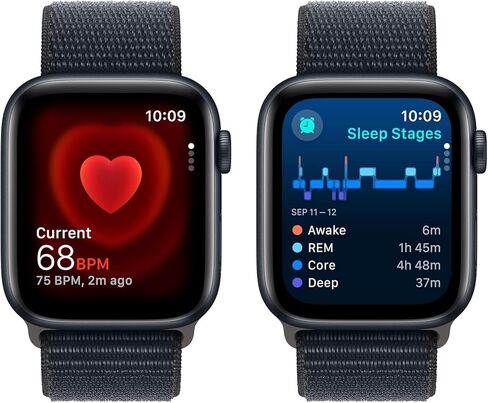 Apple Watch SE (2nd Gen) [GPS, 44mm] - Midnight Aluminum Case with Midnight Sport Loop, M/L (Renewed) in Saudi Arabia