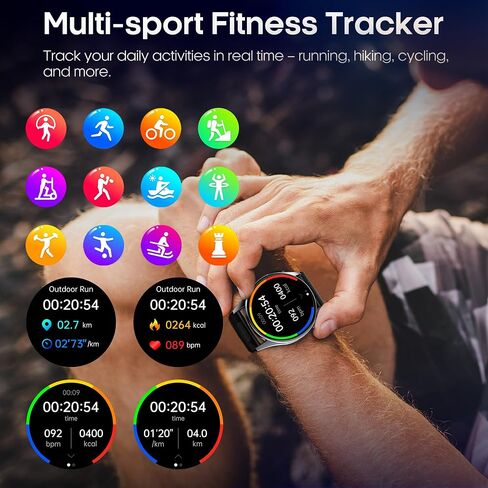 Yowow BIT Blood Pressure Smart Watch with Air Pump and Air Cuff, 1.56'' AMOLED Bluetooth Call Fitness Tracker, 24/7 Heart Rate Monitor Blood Oxygen Temperature Sleep Tracker for Android/iOS in Kuwait