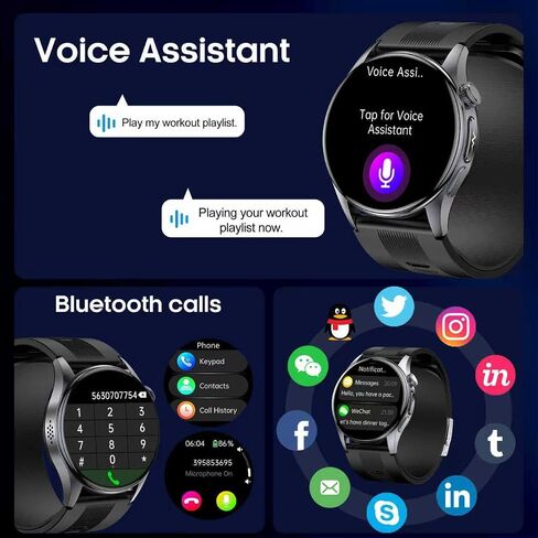 Yowow BIT Blood Pressure Smart Watch with Air Pump and Air Cuff, 1.56'' AMOLED Bluetooth Call Fitness Tracker, 24/7 Heart Rate Monitor Blood Oxygen Temperature Sleep Tracker for Android/iOS in Kuwait