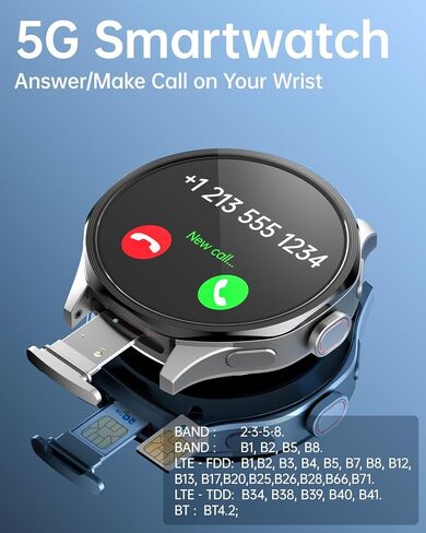 W & O Smart Watch for Men with SIM Card and Camera, Android Smartwatch Phone, 1.73" AMOLED, 180° Rotating Camera,3GB+32GB, Call & Text Without Phone,GPS,Fitness Tracker,Sleep Monitoring (Black) in Kuwait