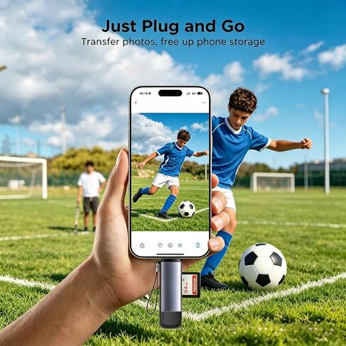 SD Card Reader, 2-in-1 USB-C 3.0 sd Card Reader for iPhone, Dual Slot Adapter for MicroSD, SDHC, SDXC Memory Cards, Compatible with iPhone 17/16/15, iPad, Android, Laptops and Computers. in Saudi Arabia