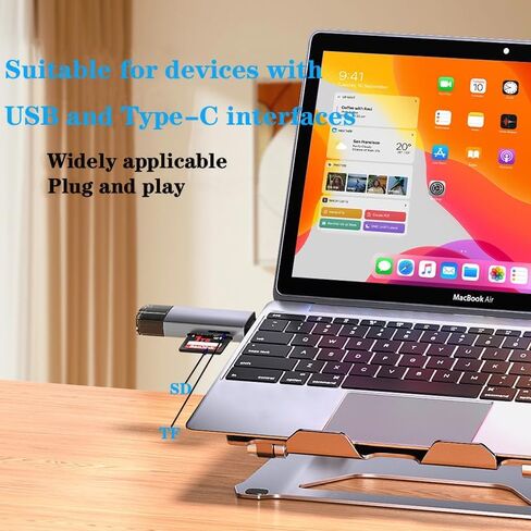 SD Card Reader, 2-in-1 USB-C 3.0 sd Card Reader for iPhone, Dual Slot Adapter for MicroSD, SDHC, SDXC Memory Cards, Compatible with iPhone 17/16/15, iPad, Android, Laptops and Computers. in Saudi Arabia
