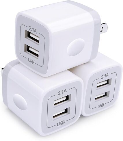 Wall Charger,USB Brick 3Pack 2.1A/5V Dual Port USB Plug Charger Cube Power in Kuwait