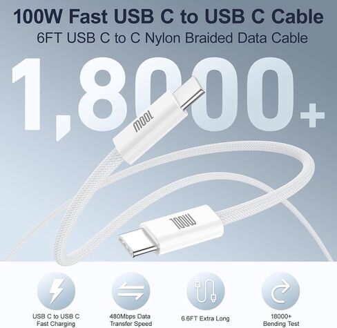 Super Fast Charger USB C, 45W USB C Charger with 6FT Type C to C Cable in Kuwait
