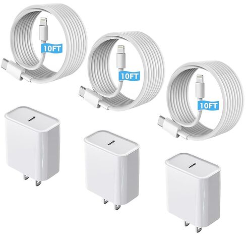 iPhone Charger Fast Charging 10 Feet, PD USB C Wall Charger Block Lightning Cord with 10FT Long Type C to Lightning Fast Charging Data Sync Cable Compatible with iPhone 14 13 12 11 XS XR X 8 SE iPad in Kuwait