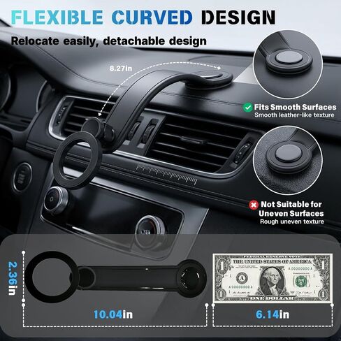 Car Phone Holder for MagSafe, Adhesive Dashboard Mount with Bendable Arm in Saudi Arabia