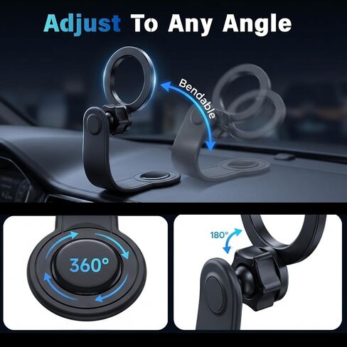 Car Phone Holder for MagSafe, Adhesive Dashboard Mount with Bendable Arm in Saudi Arabia