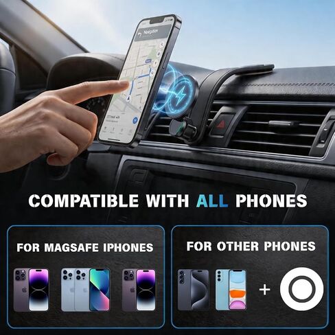 Car Phone Holder for MagSafe, Adhesive Dashboard Mount with Bendable Arm in Saudi Arabia