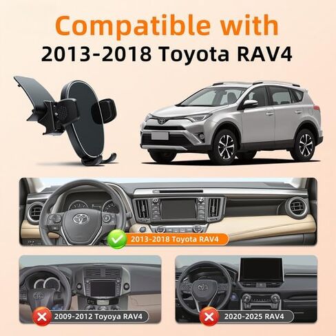 Phone Holder for Rav4 (2013-2018), 360° Adjustable Dashboard Phone Mount, Hands Free Mobile Holder for Toyota Rav4, Car Mount for iPhone, Samsung & Android, Uber Accessories, Car Gifts for Men in Saudi Arabia