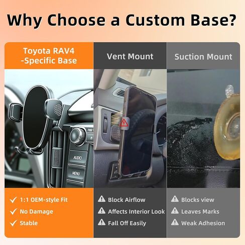 Phone Holder for Rav4 (2013-2018), 360° Adjustable Dashboard Phone Mount, Hands Free Mobile Holder for Toyota Rav4, Car Mount for iPhone, Samsung & Android, Uber Accessories, Car Gifts for Men in Saudi Arabia