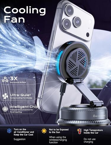 Qi2.2 25W MagSafe Car Mount Charger, Cooling Fan+75W Fast Adapter in Kuwait