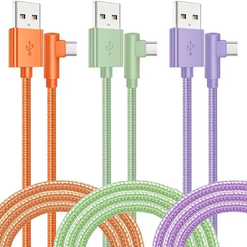 OCEEK USB-A to USB-C Right-Angle Cable 3Pack 6FT, Nylon Braided in Kuwait