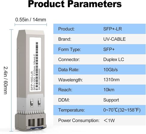 10G SFP+ to LC Module, 10GBase-LR Fiber Transceiver Single Mode, Up to 10KM in Kuwait