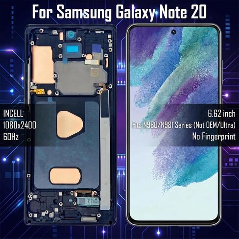 INCELL for Samsung Galaxy Note20 5G LCD Screen Replacement Galaxy Note20 4G Touch Digitizer Display Screen Assembly with Frame Tool Kit SM-N981U N981W Gray (Fingerprint Recognition is not Supported) (Gray) in Kuwait