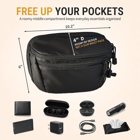 Concealed Carry Fanny Pack for Men, Modular 3-Compartment CCW bag, Black in Kuwait