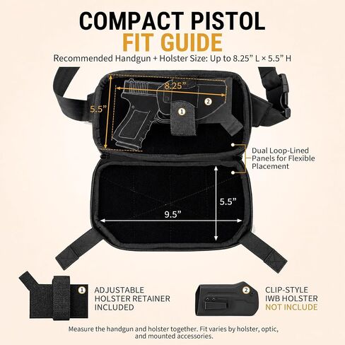 Concealed Carry Fanny Pack for Men, Modular 3-Compartment CCW bag, Black in Kuwait