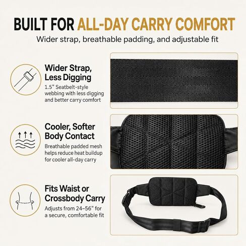 Concealed Carry Fanny Pack for Men, Modular 3-Compartment CCW bag, Black in Kuwait