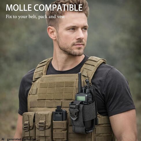 Tactical Molle Radio Pouch, 1PCS Universal Walkie Talkie Holster for Duty Belt & Vest, Heavy Duty Holster Bag for Camping & Outdoor Sport in Kuwait