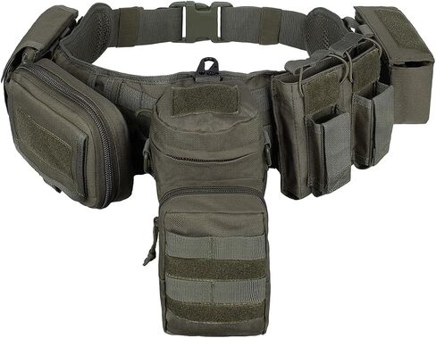 YAKEDA Tactical Battle Belts 5 in 1 Duty Law Enforcement Tactical Padded Belts Police Utility Belt with Pouches in Kuwait