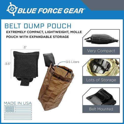 Blue Force Gear - Ranger Green Dump Pouch - Tactical MOLLE Utility Pouch for Duty Belt or Vest - Small Drop Bag Carrier for Hunting, Airsoft, and Outdoor Accessories - 3 x 3.5 x 1 Inches in Kuwait