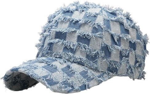Glamorstar Denim Baseball Cap for Women Men Vintage Washed Distressed Dad Hat in Kuwait
