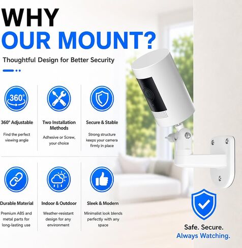 3 Pack Adjustable Security Wall Mount Bracket for Ring Stick Up Cam & Ring Outdoor Cam Plus, Perfect View Angle for Your Surveillance Camera System - White in Kuwait