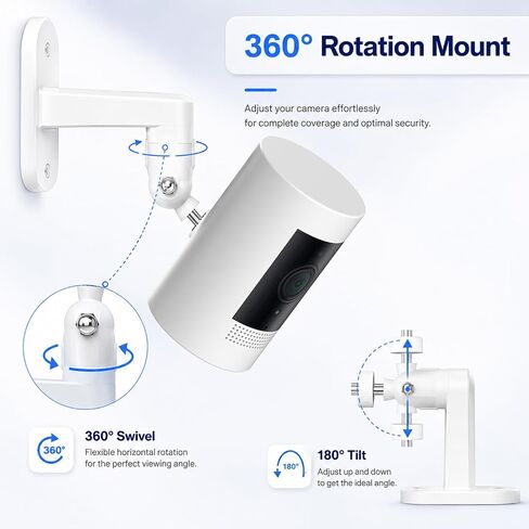 3 Pack Adjustable Security Wall Mount Bracket for Ring Stick Up Cam & Ring Outdoor Cam Plus, Perfect View Angle for Your Surveillance Camera System - White in Kuwait