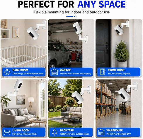 3 Pack Adjustable Security Wall Mount Bracket for Ring Stick Up Cam & Ring Outdoor Cam Plus, Perfect View Angle for Your Surveillance Camera System - White in Kuwait