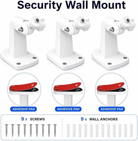 3 Pack Adjustable Security Wall Mount Bracket for Ring Stick Up Cam & Ring Outdoor Cam Plus, Perfect View Angle for Your Surveillance Camera System - White in Kuwait