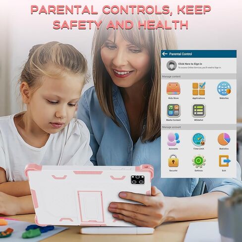 10 Inch Android 15 Kids Tablet, 10GB RAM 64GB ROM, 6000mAh Battery, Parental Control, Iwawa Educational Learning Apps, Tablet for Kids 3-7(Pink) in Kuwait
